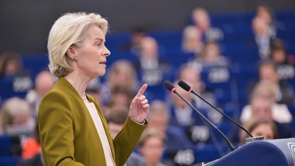 Ursula von der Leyen am 10.09.2025 in Straßburg im EU-Parlament aus Anlass der Rede zur Lage der EU (SOTEU) 2025